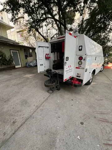 Magnet Plumbing service vehicle on-site for Sewer Line Repair in The Islands